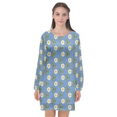 Flowers Leaves  Floristic Pattern Long Sleeve Chiffon Shift Dress  by SychEva