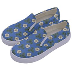 Flowers Leaves  Floristic Pattern Kids  Canvas Slip Ons by SychEva