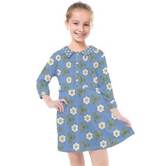 Flowers Leaves  Floristic Pattern Kids  Quarter Sleeve Shirt Dress by SychEva