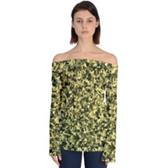 Camouflage Sand  Off Shoulder Long Sleeve Top by JustToWear