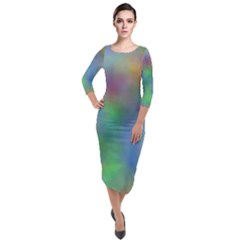 Plasma  Quarter Sleeve Midi Velour Bodycon Dress by JustToWear