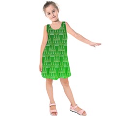 Green Triangles Kids  Sleeveless Dress by JustToWear