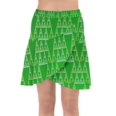 Green Triangles Wrap Front Skirt