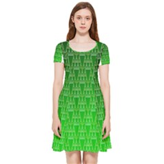 Green Triangles Inside Out Cap Sleeve Dress by JustToWear