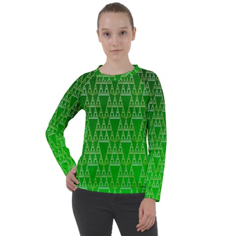 Green Triangles Women s Long Sleeve Raglan Tee by JustToWear