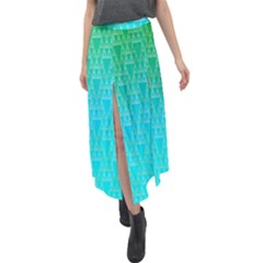 Blue Triangles Velour Split Maxi Skirt by JustToWear