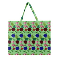 Rose Lotus Zipper Large Tote Bag by Sparkle