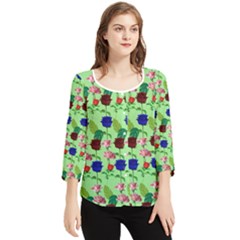 Rose Lotus Chiffon Quarter Sleeve Blouse by Sparkle