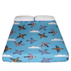 Birds In The Sky Fitted Sheet (queen Size) by SychEva