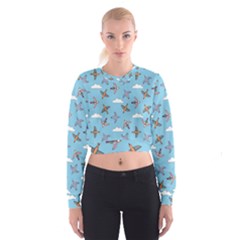 Birds In The Sky Cropped Sweatshirt by SychEva