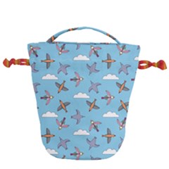 Birds In The Sky Drawstring Bucket Bag by SychEva