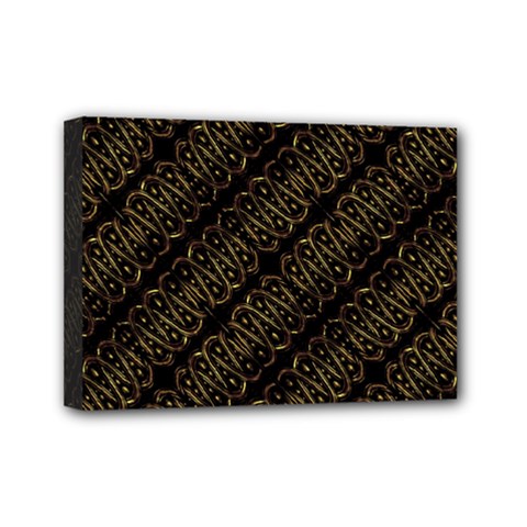 Interlace Stripes Golden Pattern Mini Canvas 7  X 5  (stretched) by dflcprintsclothing