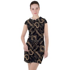 Modern Intricate Print Pattern Drawstring Hooded Dress by dflcprintsclothing