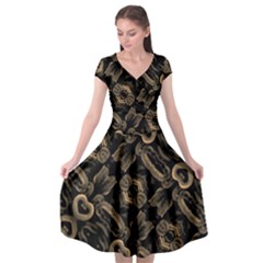 Modern Intricate Print Pattern Cap Sleeve Wrap Front Dress by dflcprintsclothing