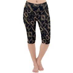 Modern Intricate Print Pattern Lightweight Velour Cropped Yoga Leggings by dflcprintsclothing