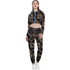 Modern Intricate Print Pattern Cropped Zip Up Lounge Set by dflcprintsclothing