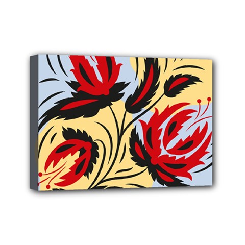 Folk Flowers Print Mini Canvas 7  X 5  (stretched) by Eskimos