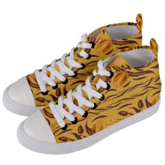 Folk Flowers Women s Mid-top Canvas Sneakers by Eskimos