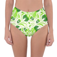 Green Leaves Reversible High-waist Bikini Bottoms by Eskimos