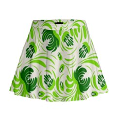 Green Leaves Mini Flare Skirt