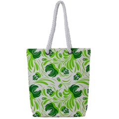 Green Leaves Full Print Rope Handle Tote (small) by Eskimos