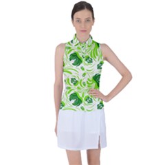 Green Leaves Women s Sleeveless Polo Tee by Eskimos