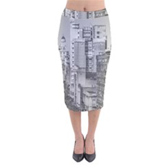 Aerial View Montevideo Uruguay Velvet Midi Pencil Skirt by dflcprintsclothing