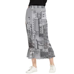 Aerial View Montevideo Uruguay Maxi Fishtail Chiffon Skirt by dflcprintsclothing