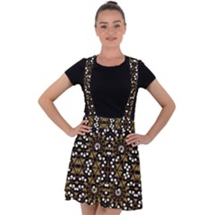 Modern Geometric Ornate Pattern Velvet Suspender Skater Skirt by dflcprintsclothing