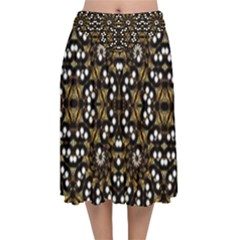Modern Geometric Ornate Pattern Velvet Flared Midi Skirt by dflcprintsclothing