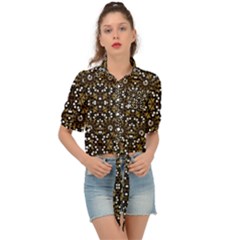 Modern Geometric Ornate Pattern Tie Front Shirt  by dflcprintsclothing