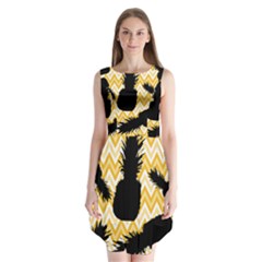 Ananas Chevrons Noir/jaune Sleeveless Chiffon Dress  