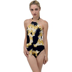 Ananas Chevrons Noir/jaune Go With The Flow One Piece Swimsuit by kcreatif