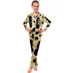 Ananas Chevrons Noir/jaune Kid s Satin Long Sleeve Pajamas Set by kcreatif