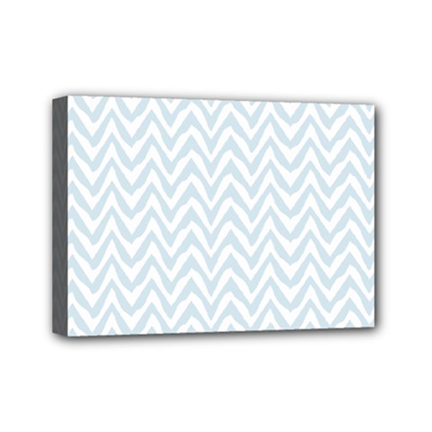 Chevrons Bleu Clair/blanc Mini Canvas 7  X 5  (stretched)