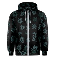 Blue Turtles On Black Men s Zipper Hoodie by contemporary