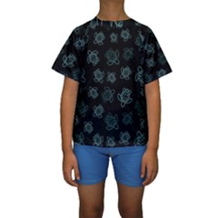 Blue Turtles On Black Kids  Short Sleeve Swimwear by contemporary
