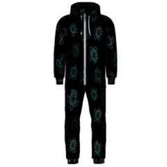Blue Turtles On Black Hooded Jumpsuit (men)  by contemporary