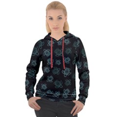 Blue Turtles On Black Women s Overhead Hoodie by contemporary