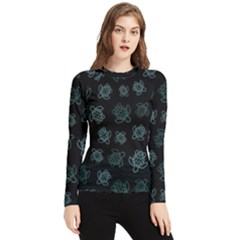 Blue Turtles On Black Women s Long Sleeve Rash Guard by contemporary