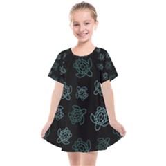 Blue Turtles On Black Kids  Smock Dress by contemporary