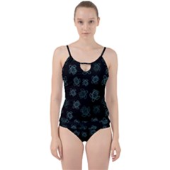 Blue Turtles On Black Cut Out Top Tankini Set by contemporary