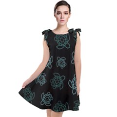 Blue Turtles On Black Tie Up Tunic Dress by contemporary
