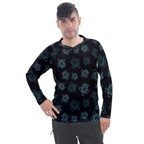 Blue Turtles On Black Men s Pique Long Sleeve Tee by contemporary