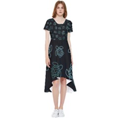Blue Turtles On Black High Low Boho Dress by contemporary