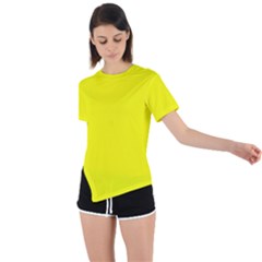 Color Yellow Asymmetrical Short Sleeve Sports Tee by Kultjers