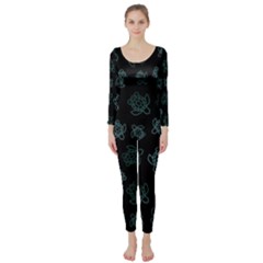 Blue Turtles On Black Long Sleeve Catsuit by contemporary