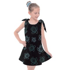 Blue Turtles On Black Kids  Tie Up Tunic Dress by contemporary