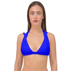 Color Blue Double Strap Halter Bikini Top