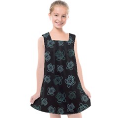 Blue Turtles On Black Kids  Cross Back Dress by contemporary